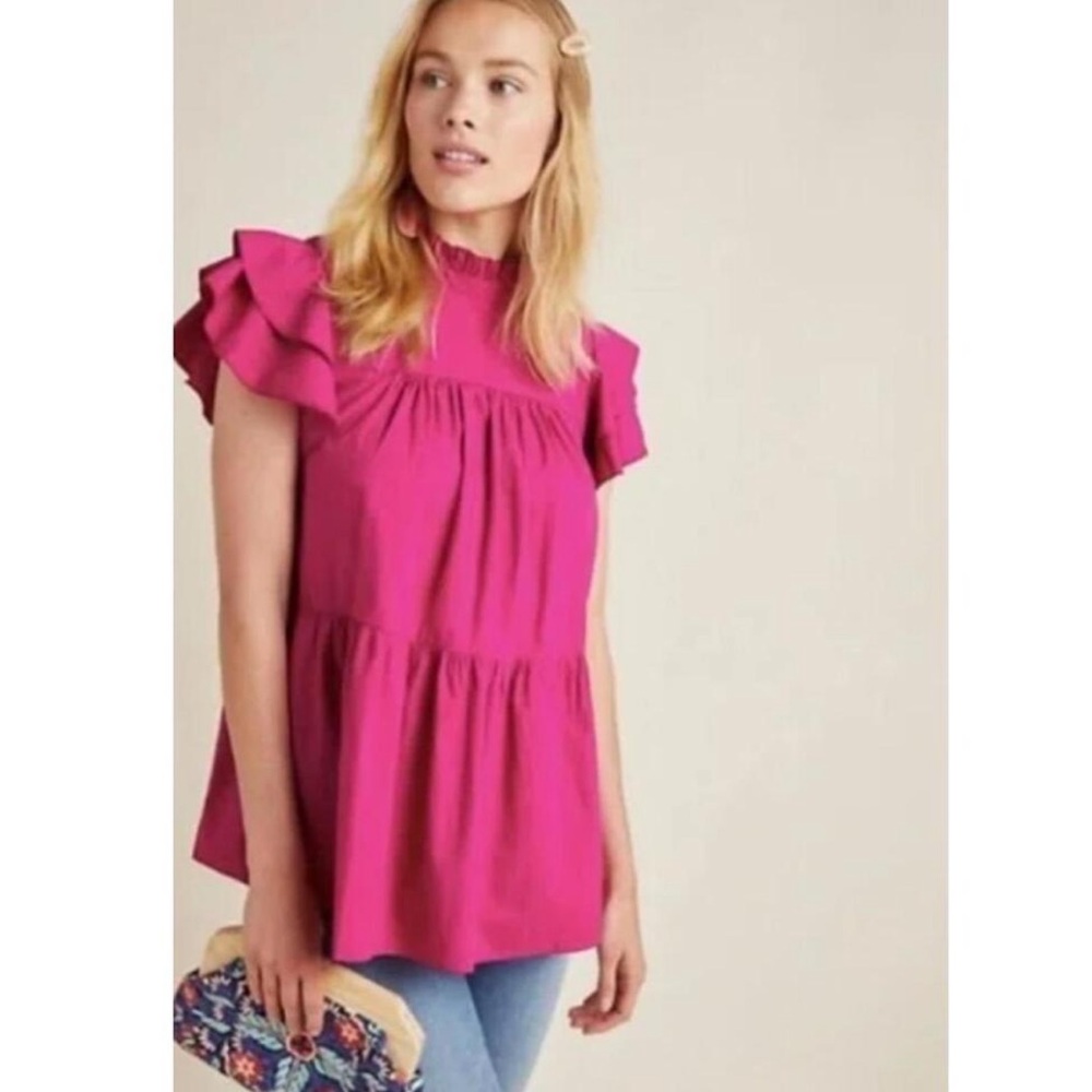 Maeve By Anthropologie Womens Ruffle Babydoll tiered top